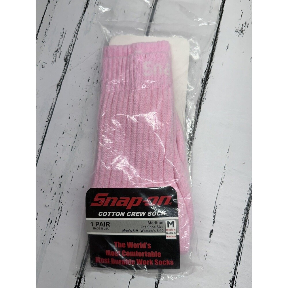 Snap-On Cotton Crew Socks Pink Medium One Pair